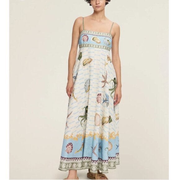 Alemais jellyfish pleated linen midi dress - Picture 1 of 15